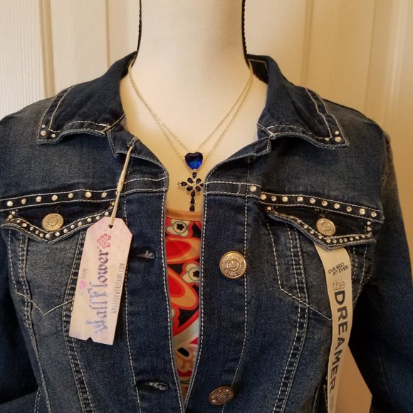 Bling Jacket Brand New Stonewashed Classic Denim M - Picture 2 of 16